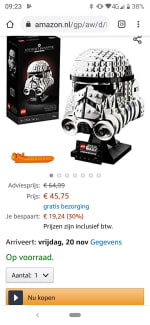 Lego Star Wars Stormtrooper 75276 voor €45,75 bij Aamzon.nl