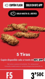 KFC 5 tiras de pollo por 3,50€
