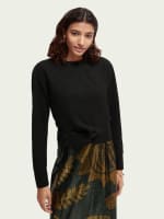 Cropped knotted long-sleeved T-shirt
