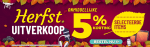 5% korting op veel items in de herfstuitverkoop