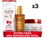 3 Unidades de L'Oreal Paris Elvive Total Repair 5 Pack Reparación Total Champú Reparador 250 ml, Mascarilla Reparadora 300 ml y Aceite Extraordinario 100 ml por 33.3€