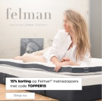 15% korting op FELMAN® matrastoppers bij tommy Teleshopping