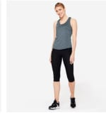 Camiseta Sin Mangas Fitness Cardio My Top Mujer Gris Jaspeado Espalda Natación por 4,99€