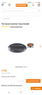 Terrasverwarmer 3 standen muurmodel voor €17 bij Blokker