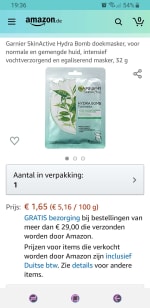 Garnier SkinActive Hydra Bomb doekmasker, voor normale en gemengde huid, intensief vochtverzorgend en egaliserend masker, 32 g