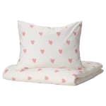 BARNDRÖM Dekbedovertrek en kussensloop, hartjespatroon wit/roze, voor €9,99 bij de ikea