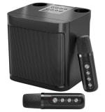 Flyasny Máquina de Karaoke con 2 micrófonos inalámbricos por $712 en Amazon