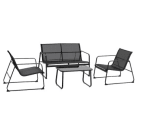 Tarrington House Salón de exterior 4 piezas acero/ textileno 2 sillones 1 sofá de 2 plazas 1 mesa de centro negro a solo 78,59€