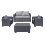 Conjunto de Jardín Mesa Rectangular, 1 Sofá y 2 Sillones con Cojines Menorca por 119,93€