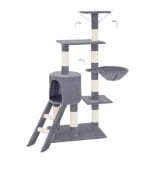 Tectake para gatos Dominik Altura de 144 cm con caseta para gatos Zona para tomar el sol y mirador por 30,53€