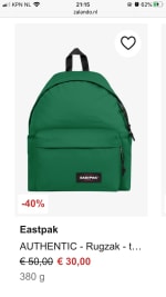 Diverse kleuren Eastpack van €50 voor €30