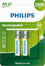 Pilha recarregável da Philips, modelo AA 1.2V 2.500mAh com 2 uni - R$ 32,27
