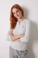 Pijama largo cuadros gris para Mujer por 9.99€