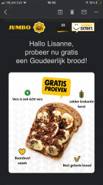 Gratis brood van " goud eerlijk ". JUMBO