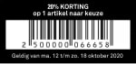 20% korting op een artikel naar keuze