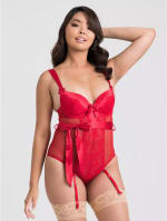 Earn a moonlight desire red satin crotchless bodysuit from Lovehoney as low as £12