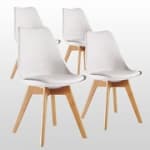 Lot de 4 Chaises Scandinaves Blanches Lorenzo - Assise Rembourrée pour 99,99 € chez Rakuten