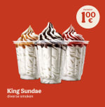 €1 King Sundae (aardbei, karamel of chocolade) van Burger King