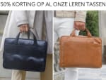 50% korting op alle leren tassen bij Dbramante1928