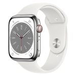 Montre Connectée Apple Watch Series 8 GPS + Cellular Acier Inoxydable Blanc Sport Band 45 mm à 489,30€