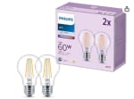 Philips pack de 2 ampoules LED E27, 60W, transparentes à 6,99€