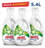 Pack de 3 detergentes Ariel Doble Poder de 1.8 litros por $21.790