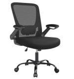 Chaise de bureau ergonomique Songmics (OBN37BK) - Support lombaire, Accoudoirs rabattables, Pivotante (46,99€ pour les nouveaux clients) à 56,99€