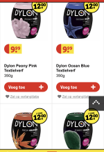 Alle Dylon textielverf 2 potten voor 12 euro bij Kruidvat