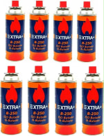 Set de 8 Cartuchos de Gas Butano/Isobutano de 227g para Estufas Portátiles y Cocinas de Camping por 15,99€