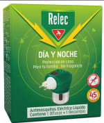 Relec Día y Noche 2021 - Difusor y Recambio Antimosquitos Eléctrico Líquido - 45 noches de protección - Sin fragancia - 35 ml por 6,05€