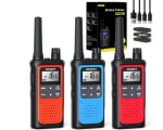 3Pcs Walkie Talkie Profesional Recargable NXGKET PMR 446 Alcance 5km con Batería Incorporada 16 Canales Radio LCD Pantalla y Luz LED por 28,59€