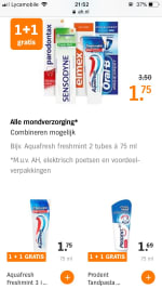 1 +1 gratis op alle mondverzorging