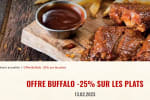 25% de réduction sur les plats de l'addition