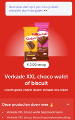 €2 cashback op Verkade choco wafel of biscuit XXL met Tikkie