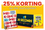 25% korting op alle partyspellen bij 999games