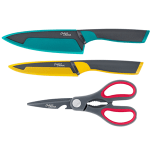 Cuchillo chef 15 cm, Cuchillo Cocina 12 cm, Tijeras 3 en 1, Cascanueces y abrelatas integrados por 19,89€