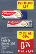 Colgate Total a 1,59€ comprando 2 ud. en supermercados Aldi.