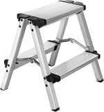Escalera de 2 Peldaños de Aluminio, Antideslizante y Estable,Carga hasta 150 kg por 27,49€