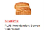 Korenlanders Boeren tijgerbrood 1+1 gratis bij de Plus
