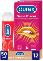 Caja de 12 preservativos Durex Dame Placer con lubricante sabor fresa por 10,90€