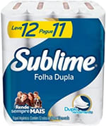 Papel Higiênico da marca Sublime, modelo de Folha Dupla com 12 rolos - R$ 16,90