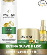 Pantene Pro-V Suave Y Liso Champú 325ml, Mascarilla 300ml, Aceite 100ml por 11,99€