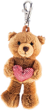 Llavero de peluche, diseño de oso con corazón