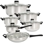 Batería de cocina Quttin Genova - 12 piezas de acero para inducción por 29,39€ (17.63€ usuario nuevo)
