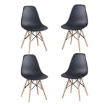 Pack 4 sillas Dinamarca nórdico con patas de Madera negras por 44,37€