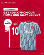 ajax shirt 40 procent korting en gratis opdruk
