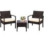 Conjunto 4 Piezas Terraza Sillones Sofá y mesa ratán ALLINLIFE por 83,07€