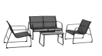 Tarrington House Salón de exterior 4 piezas acero/ textileno 2 sillones 1 sofá de 2 plazas 1 mesa de centro negro a solo 78,59€