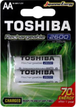 Pilha Recarregável Toshiba, modelo AA 12v 2600mah com 2 unidades - R$ 35,22