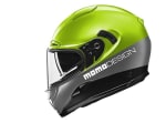 Casque de moto intégral en fibre Double Visor Momo Design HORNET jaune fluo argent noir blanc décalque taille XS S et XL à 158,90€